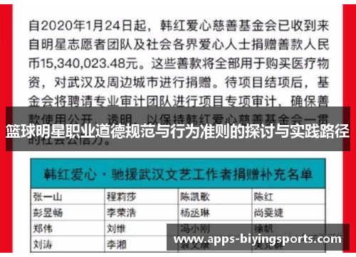 篮球明星职业道德规范与行为准则的探讨与实践路径